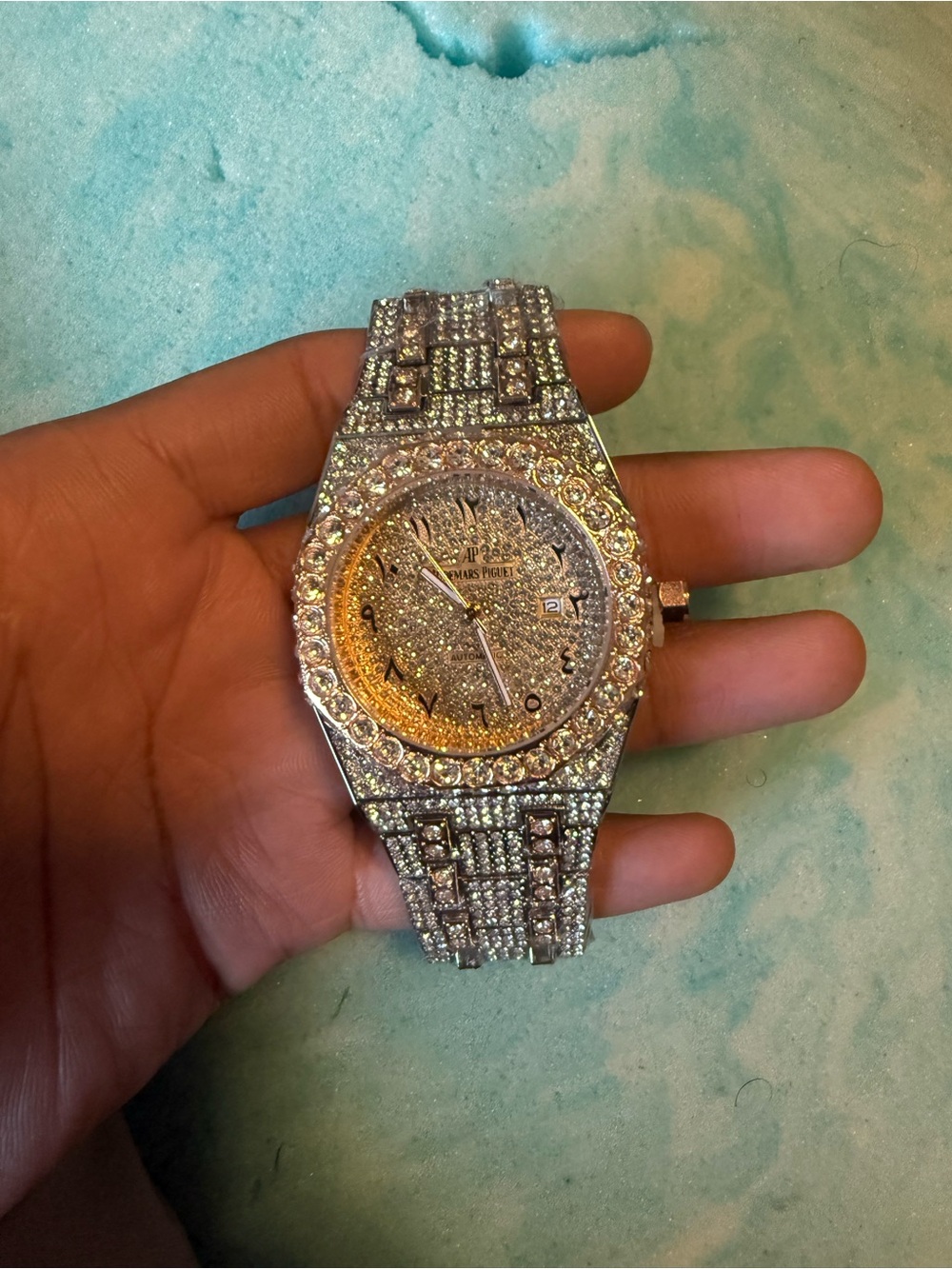 Moissanite Audemars Piguet Silver &  Rose Gold Watch